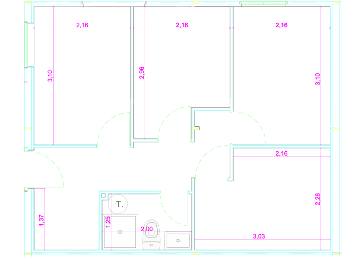 Planta — Quarto Tipo 2 c/ janela (Fora parque Campismo)